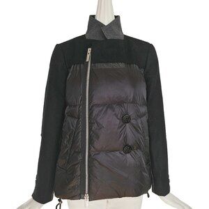 SACAI BLACK WOOL PANELED PUFF JACKET (1)